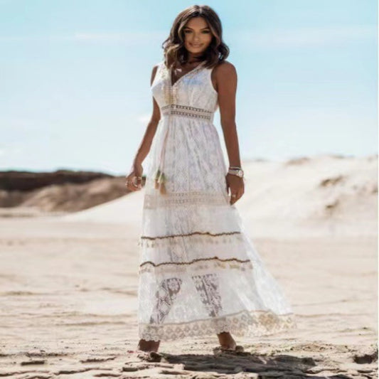 Lace Panel Waist Cut Out Dress Women's Garments Apparel / Clothing
