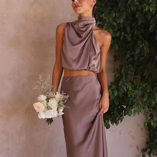 Women's Satin Multi-color Slim Fit Casual Two-piece Suit Women's Garments Apparel / Clothing
