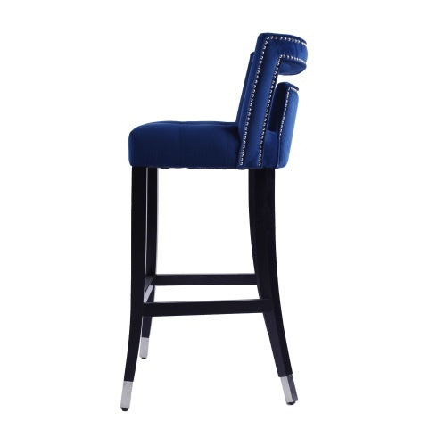 Suede Velvet Barstool With Nailheads Dining Room Chair2 Pcs Set - 30 Inch Seater Height