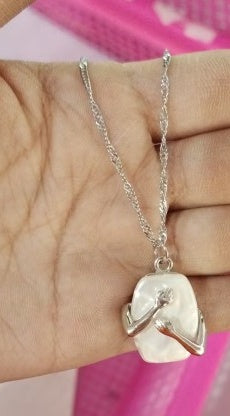 Unique Square Baroque Pearl Couple Pendant Necklace Valentines Day Lover Gift Party Jewelry Jewelry / Accessories