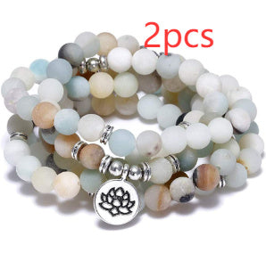Amazon Stone Tiger Eye Stone Bracelet Necklace 108 Buddha Beads Lotus Bracelet Jewelry & Accessories