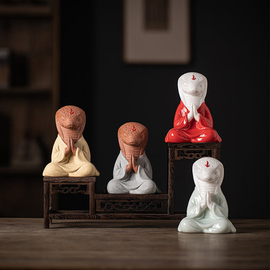 Zen Ceramic Snake Ornaments Home Crafts