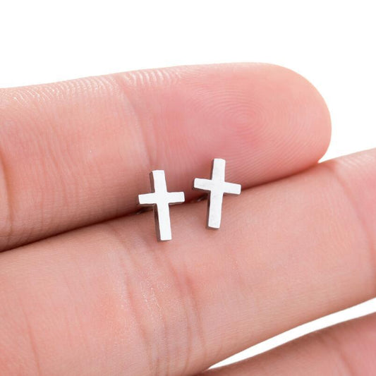 Cross Stud Earrings Women's Simple Christmas Gift Jewelry/Accessories