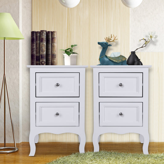 Countryside Style Two-story Bedside Table - White Furniture