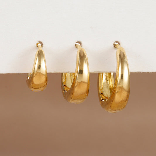 Geometric Copper Ear Ring Glossy Earrings 3-piece Set Jewelry & Accessories