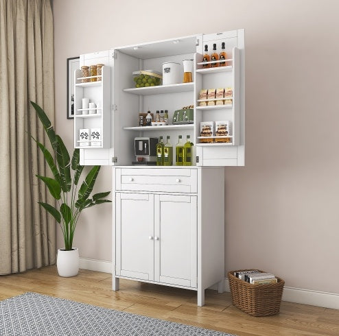 70.87Tall Kitchen Pantry, Storage Cabinet , Kitchen Cabinet , Drawer And Adjustable Shelves, For Kitchen, Dining Room, White Furniture