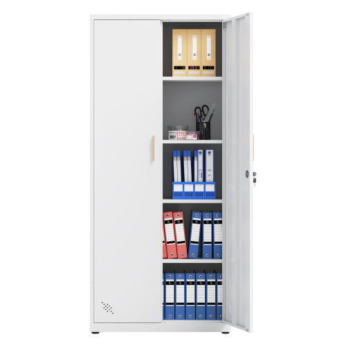 Meuble de rangement haut avec 2 portes et 4 cloisons pour séparer 5 espaces de rangement, design bureau à domicile