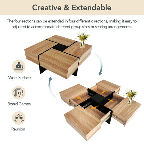 Unique Design Coffee Table With 4 Hidden Storage Compartments Furniture