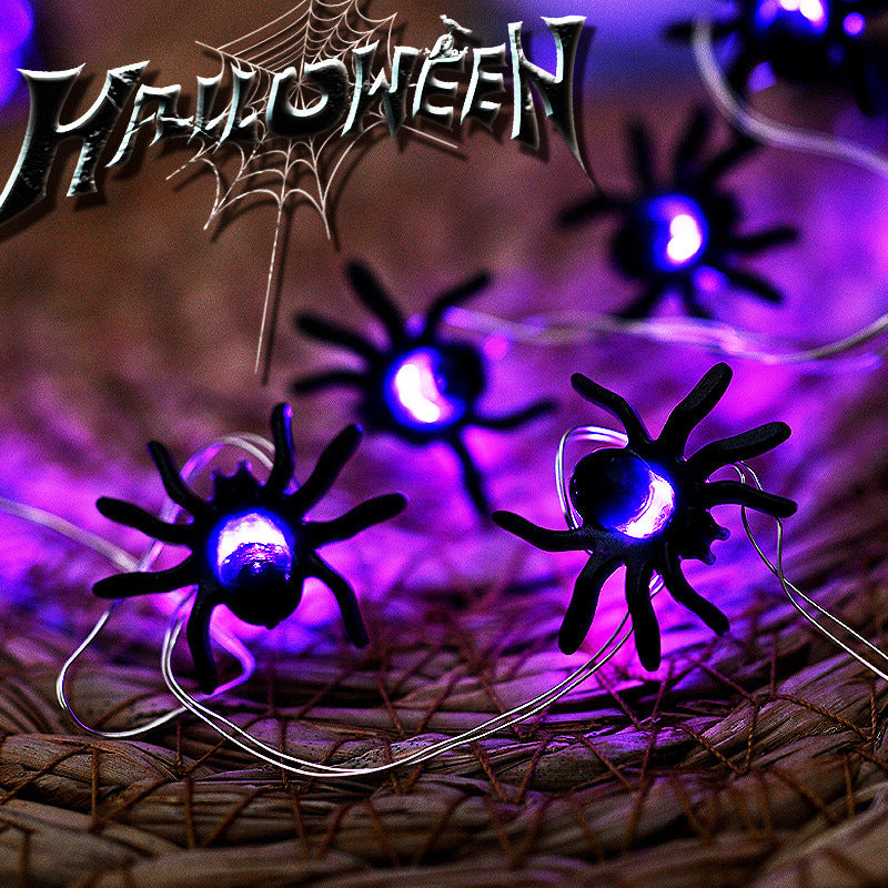 LED Purple Spider Lighting Chain Halloween Decoration Light Home Ornaments