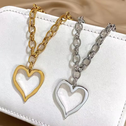 Heart Stainless Steel Vintage Exaggerating Heart-shapaed Necklace Jewelry/Accessories