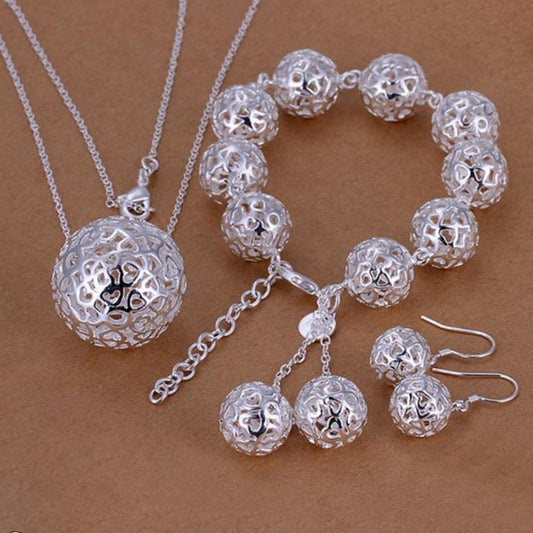 Pendentif boule tridimensionnelle plaqué argent, bijoux exquis