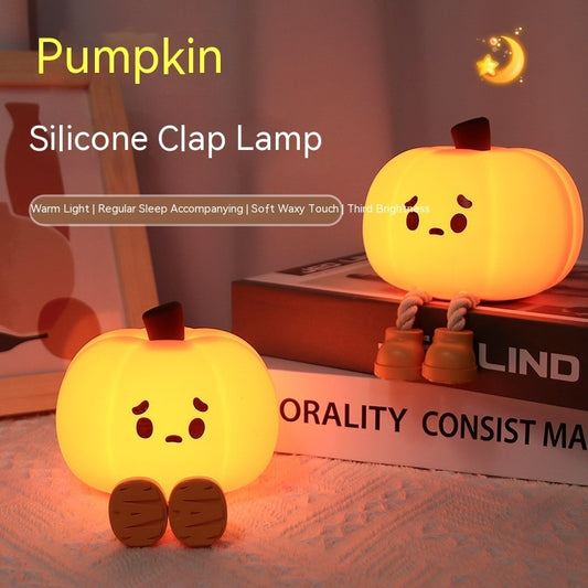 Pumpkin Lamp Small Night Lamp Halloween Silicone Pat Lamp Ambience Light Home Ornaments