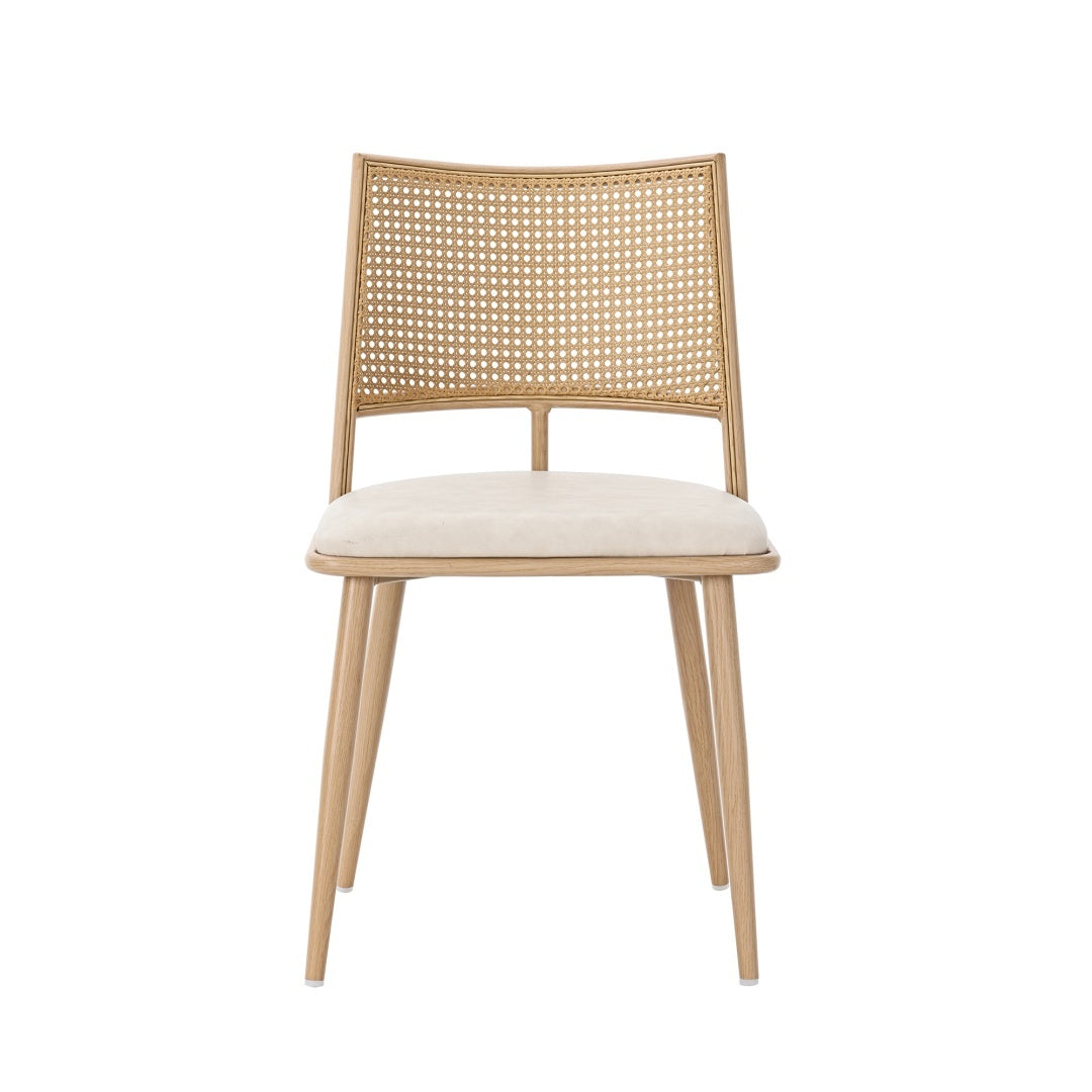 Set Of 4, PU Seat, Rattan Backrest, Bamboo Kitchen Chair With Imitation Rattan Backrest And Retro Side Armchair, Suitable For Home, Restaurant, Living Room, Cafe,beige Furniture