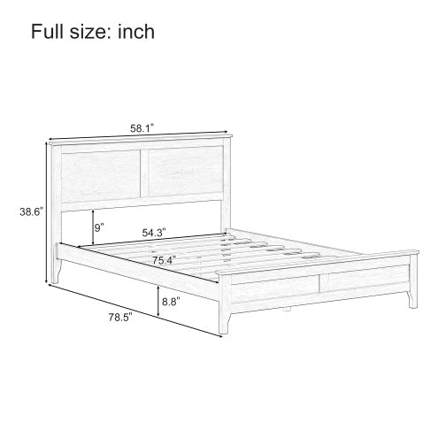 Modern White Solid Wood Full Platform Bed Furniture