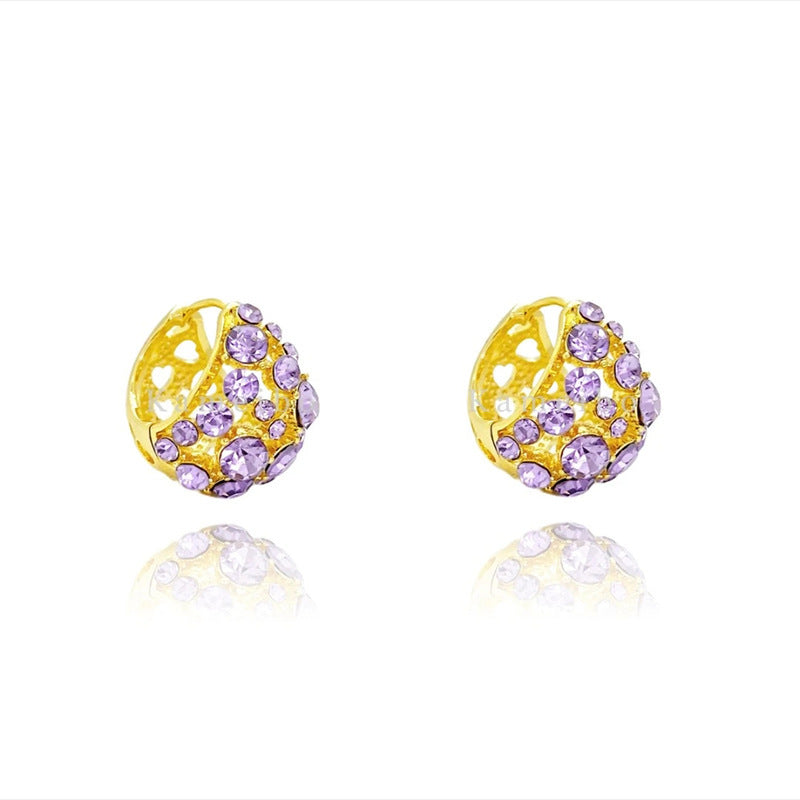 Light Luxury Purple Full Diamond Ear Clip Women Jewelry & Accessories