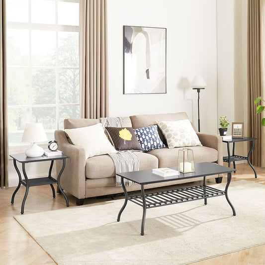 Contemporary 3 Piece Coffee Table Set Rectangular Coffee Table Furniture