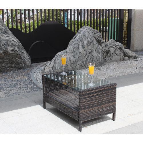 Table basse de jardin en verre trempé transparent