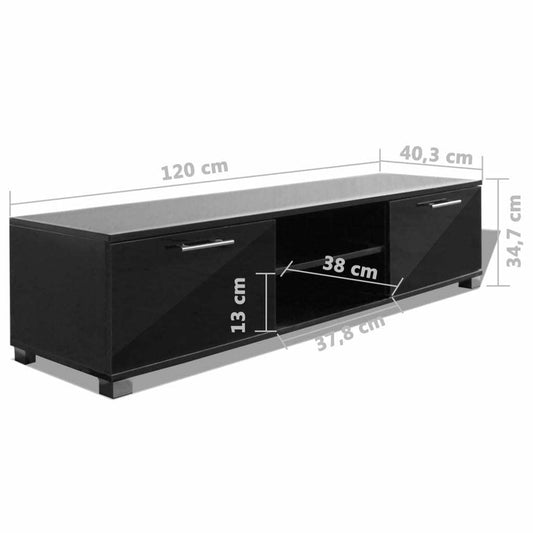 vidaXL TV Cabinet High-Gloss Black 120x40.5x35 cm