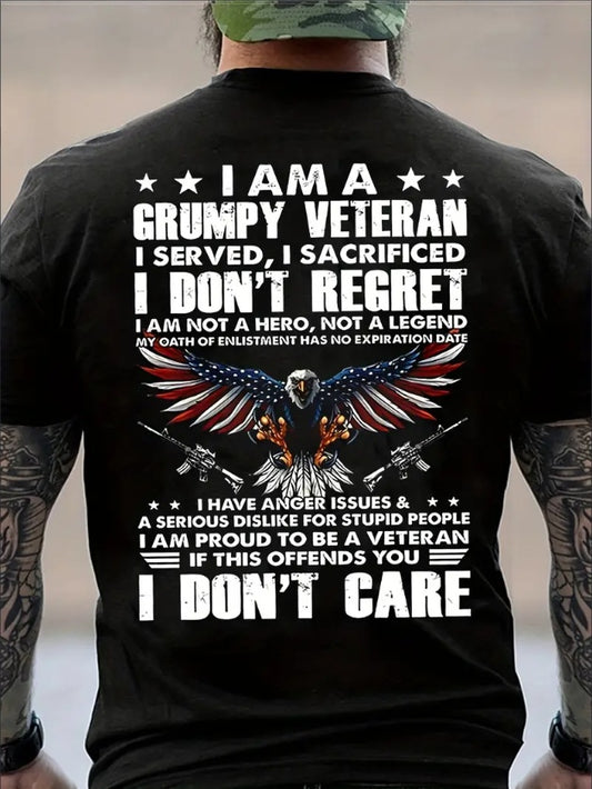 All-Season American Flag Eagle Tee - Casual Crew Neck, Stretchable Comfort & Durable For Everyday Patriotic Wear Apparel / Clothing