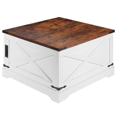 Coffee Table, Multi-functional Lifting Dining Table Coffee Table, Living Room Home Table, Modern Coffee Table 80CM, Vintage White Furniture
