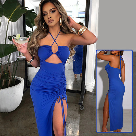Sexy Halterneck Lace-up Split Dress Summer Y2K Fashion Party Baech Long Dresses For Women's Garments Apparel / Clothing