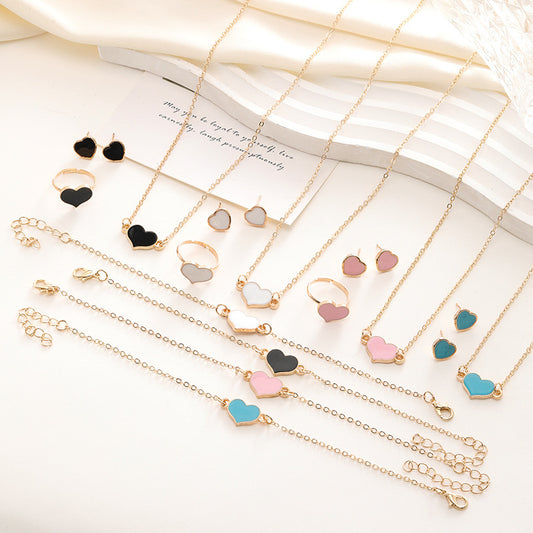 Simple Love Jewelry Women's Fashion Necklace Suit Heart Jewelry Set Gift For Her Fashion Party Jewelry/Accessories