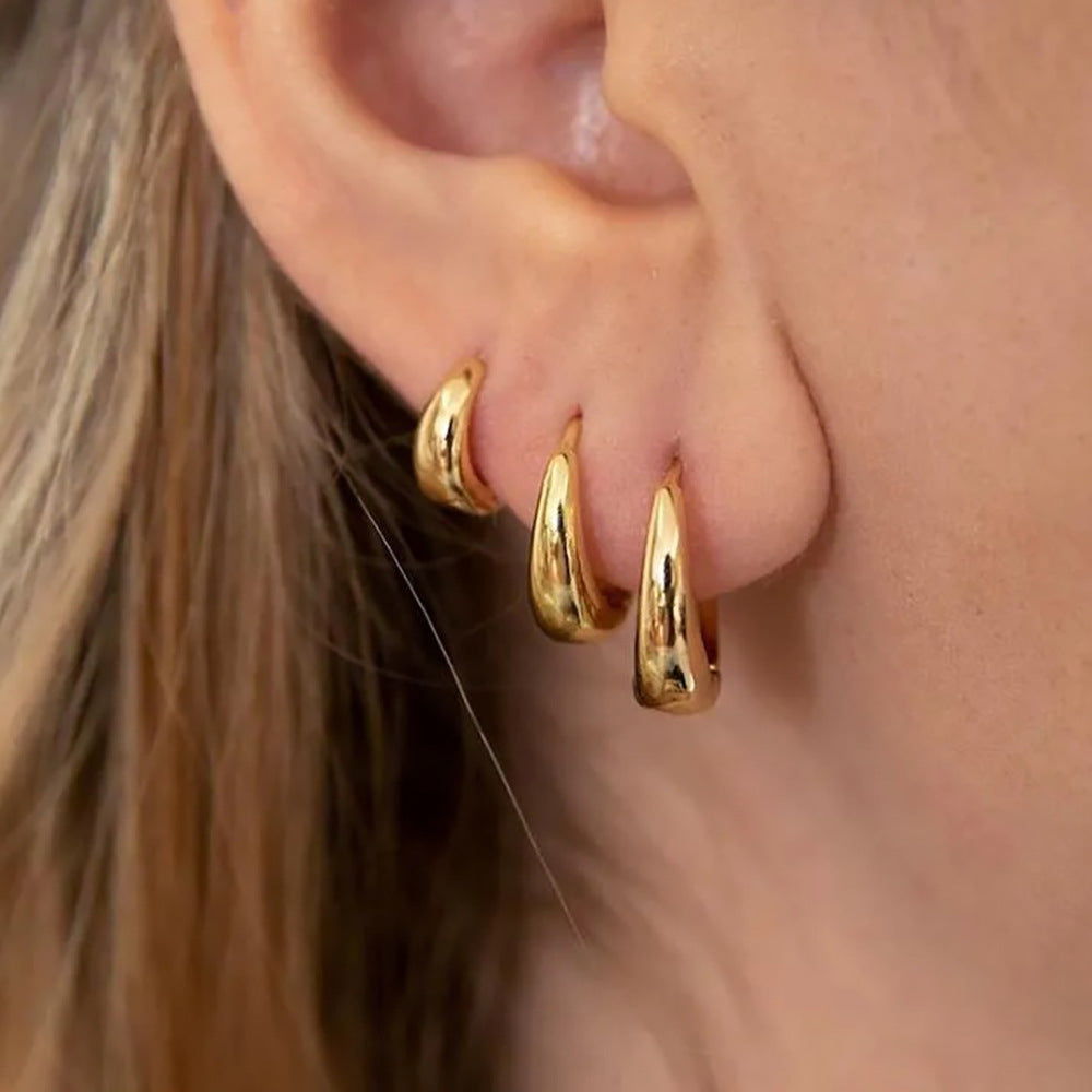 Geometric Copper Ear Ring Glossy Earrings 3-piece Set Jewelry & Accessories