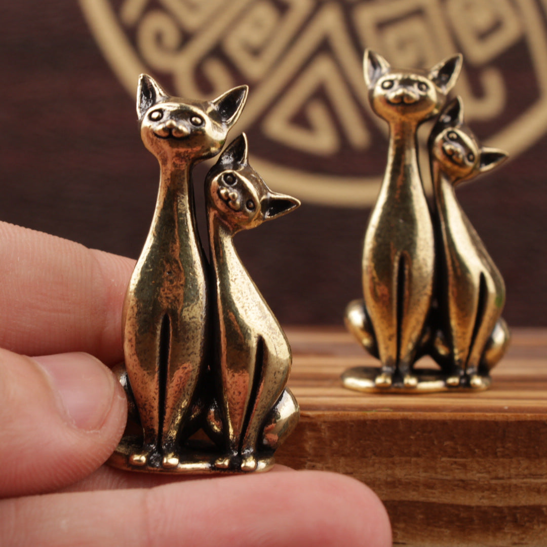 Brass Cat Ornament Couple Cat Ornament Home Office Leisure Small Ornament Home Ornaments