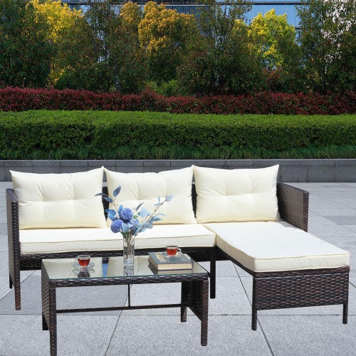 Outdoor Patio Furniture Sets 3 Piece Conversation Set Wicker Ratten Sectional Sofa With Seat Cushions Outdoor Garden Patio Furniture