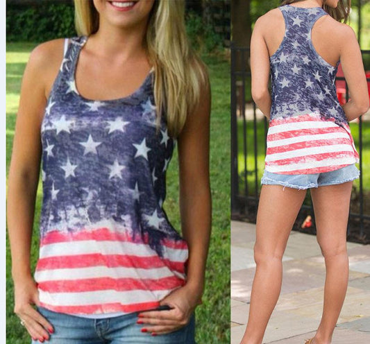 American Flag Print Sleeveless T-shirt Apparel / Clothing
