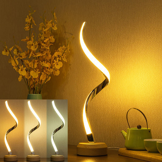 LED Spiral Table Lamp Modern Curved Desk Bedside Lamp Dimmable Warm White Night Light For Living Room And Bedroom Lighting Home Essentials