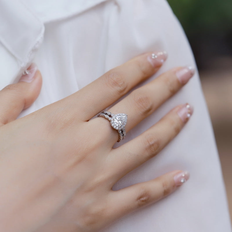 Affordable Luxury Waterdrop Moissanite Exquisite Ring Fashionable And Versatile Jewelry & Accessories