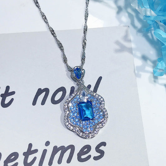 Personality Aquamarine Topaz Sky Mirror Pendant Jewelry & Accessories