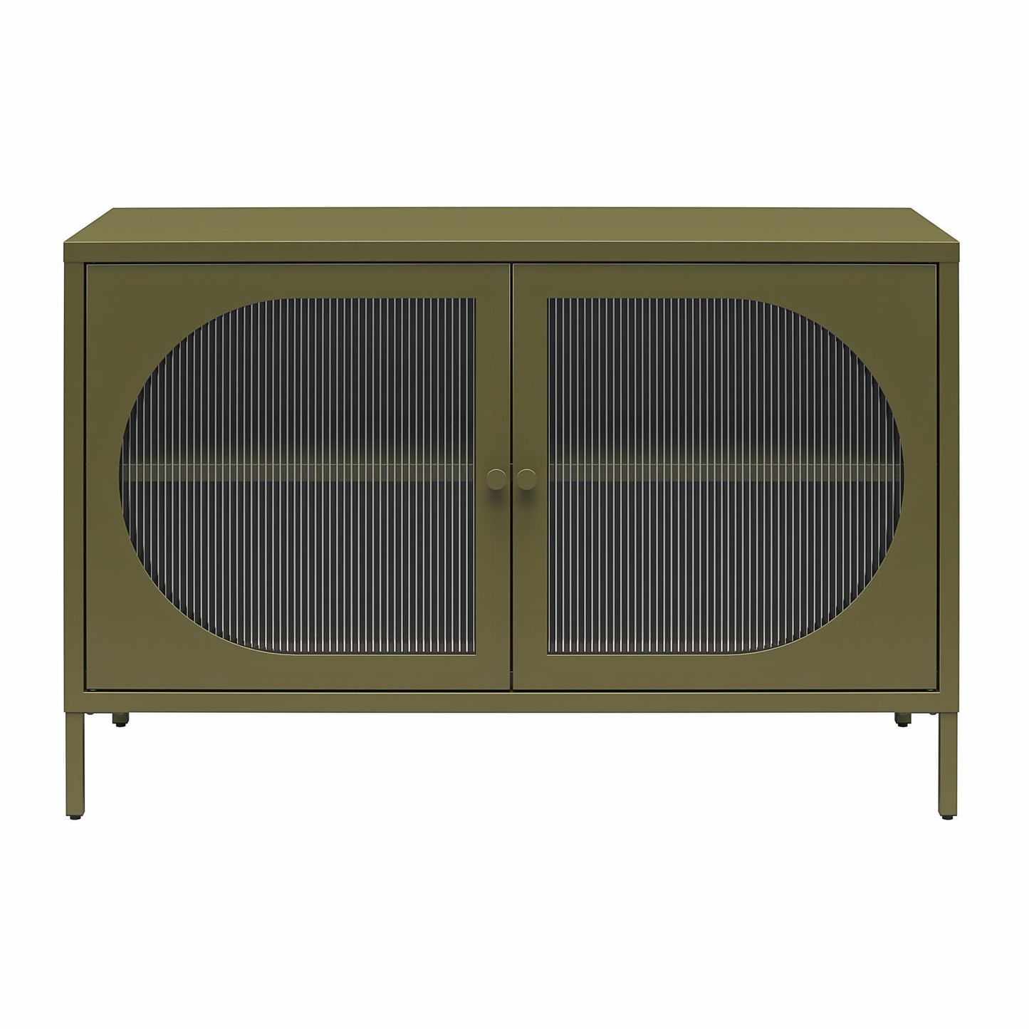 Luna Wide 2-Door Accent Cabinet With Fluted Glass Furniture
