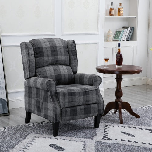 Vintage Armchair Sofa Comfortable Upholstered Leisure Chair  Recliner Chair For Living Room Grey Check Furniture