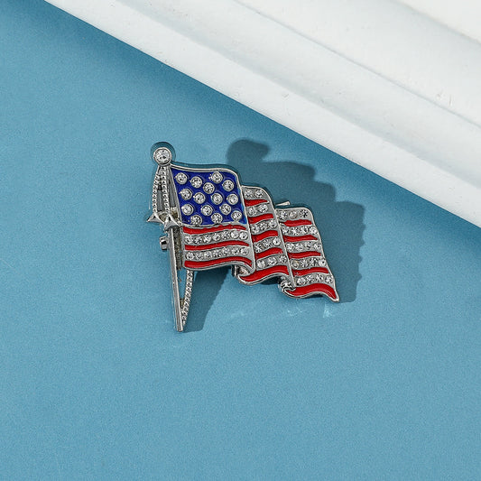 American Flag Golden M Badge Alloy Drop Oil Diamond Brooch Jewelry/Accessories