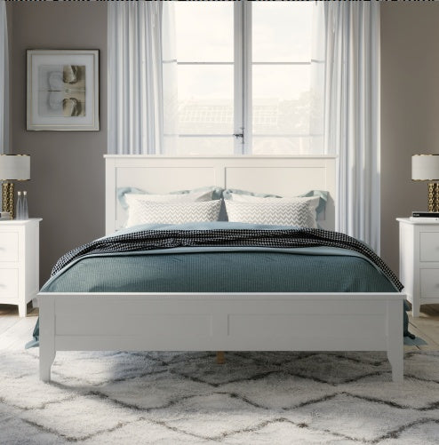 Modern White Solid Wood Full Platform Bed Furniture