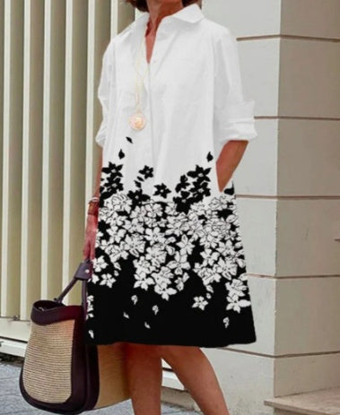Women's Printed Simple Mid-length Dress Women's Garments Apparel / Clothing