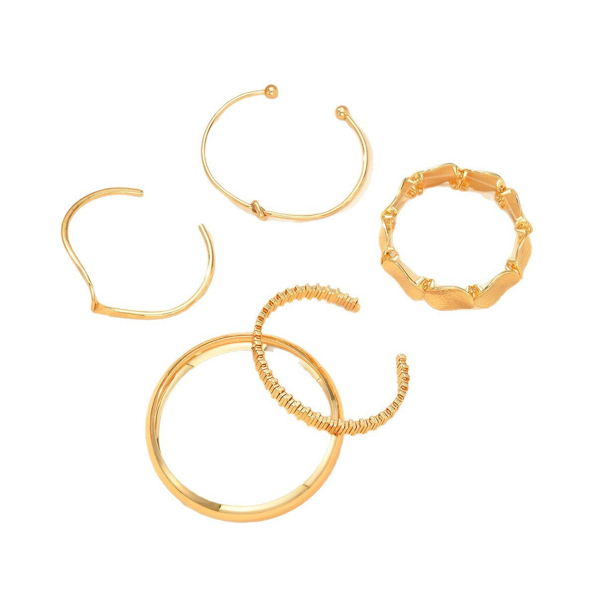 Women's Retro Minimalist Bracelet Set Featuring Wavy Knots Geometric Circles And Metal Openings Jewelry & Accessories