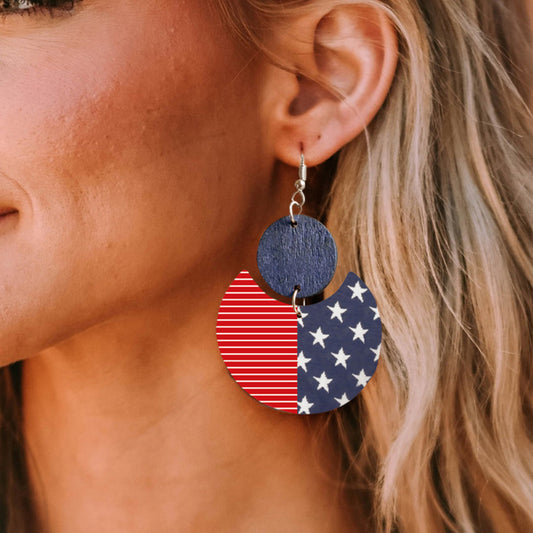 American Flag Wooden Earrings Personalized Holiday Five-pointed Star Stitching Jewelry/Accessories