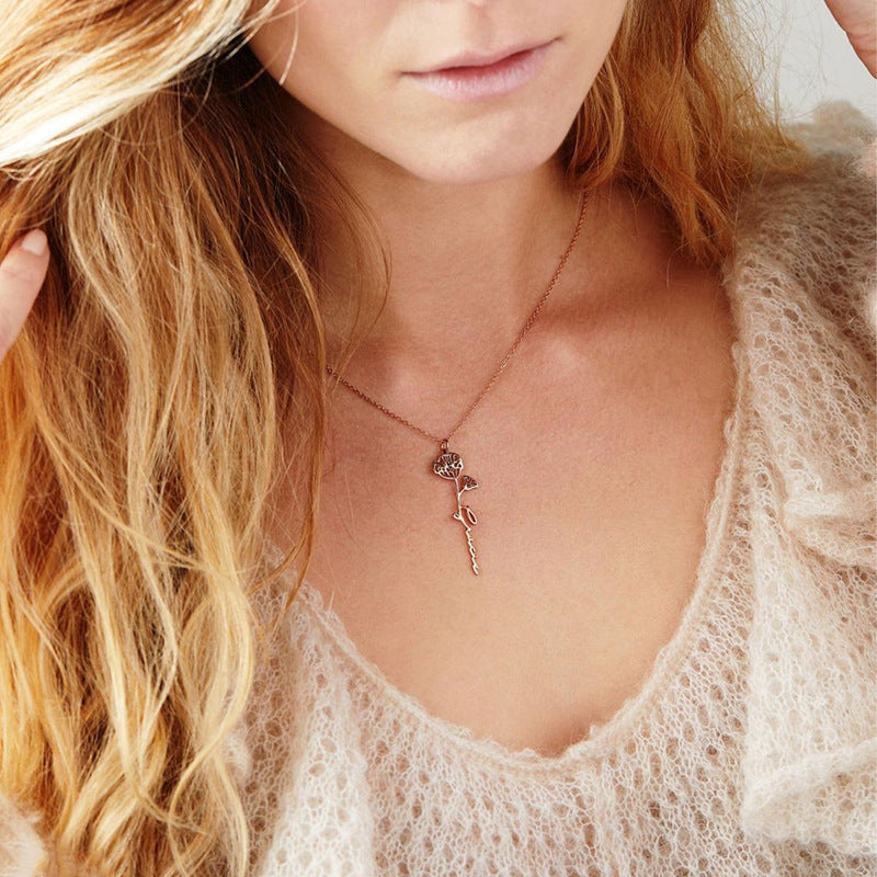 Stainless Steel Necklace December Flower Necklace Jewelry/Accessories