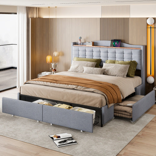 Linen Bed Frame Bedroom Furniture