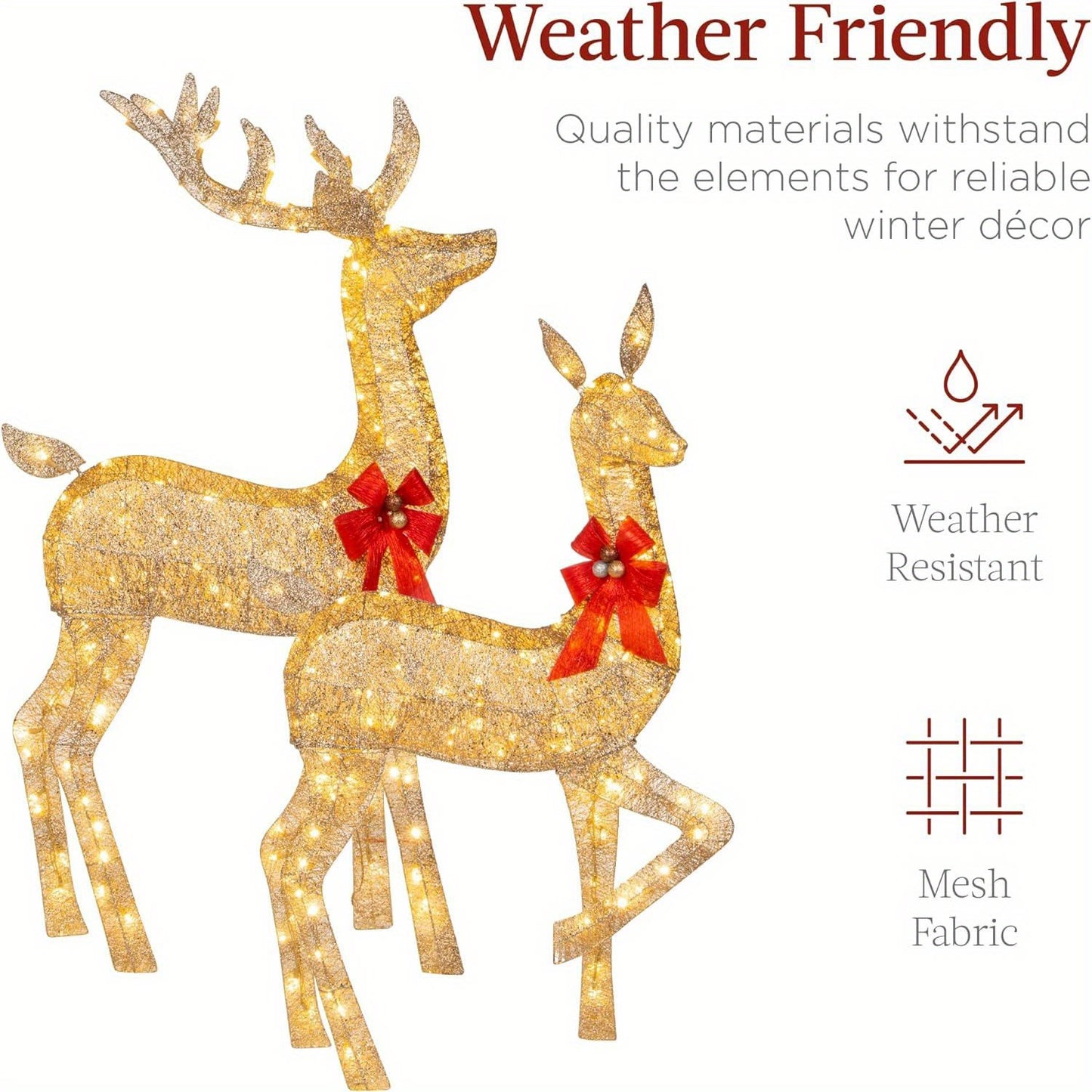 Golden Christmas Reindeer Set - 3-Piece Holiday Decoration Home Ornaments