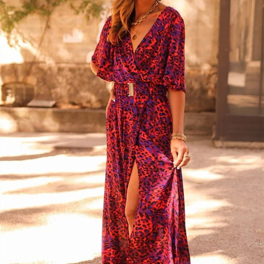 Women's Graceful And Fashionable Slimming Printed Cinched Mid-length Dress Women's Garments Apparel / Clothing