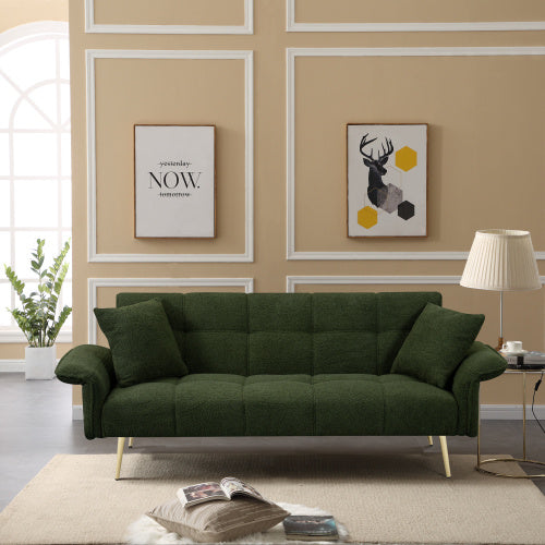 70.1 Inches Futon Sofa Bed, Convertible Double Sofa Bed With Folding Armrests For Living Rooms And Small Spaces Furniture