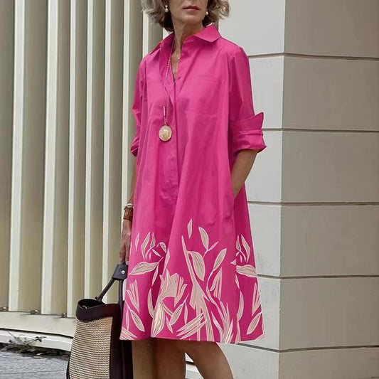 Women's Printed Simple Mid-length Dress Women's Garments Apparel / Clothing