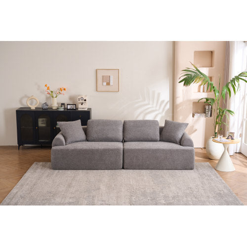 LY-024GY COMPRESSION SOFA  4-seater Combined Sofa, Crochet Yarn Fabric, Full Sponge Compression Sofa,combined Sofa With 4 Pillows For Home Living  Home Furniture  Apartment  Office  House Furniture