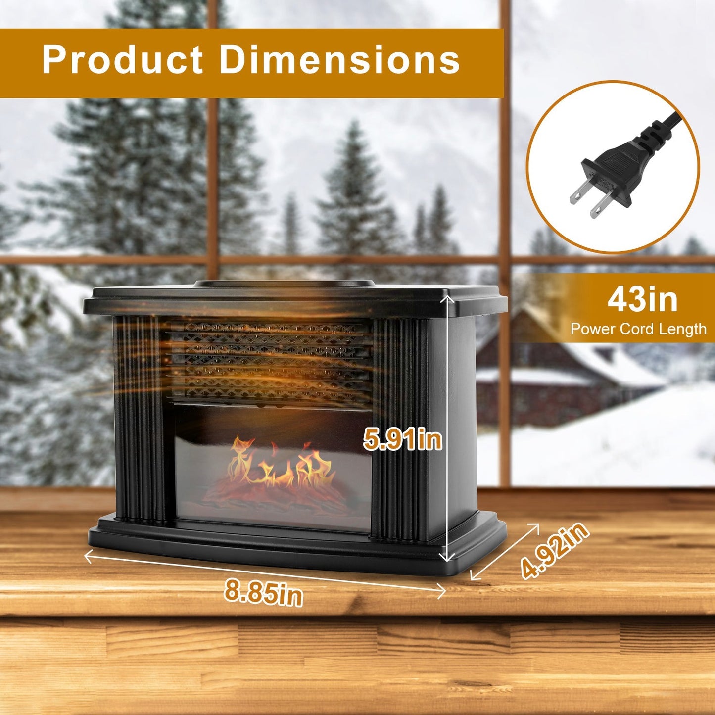 1Pc Electric Fireplace Heater 800W Artificial Flame Stove Heater With Accurate Digital Thermostat Timer Setting Remote Control Overheating Protection For Office Bedroom Appliances Home Essentials