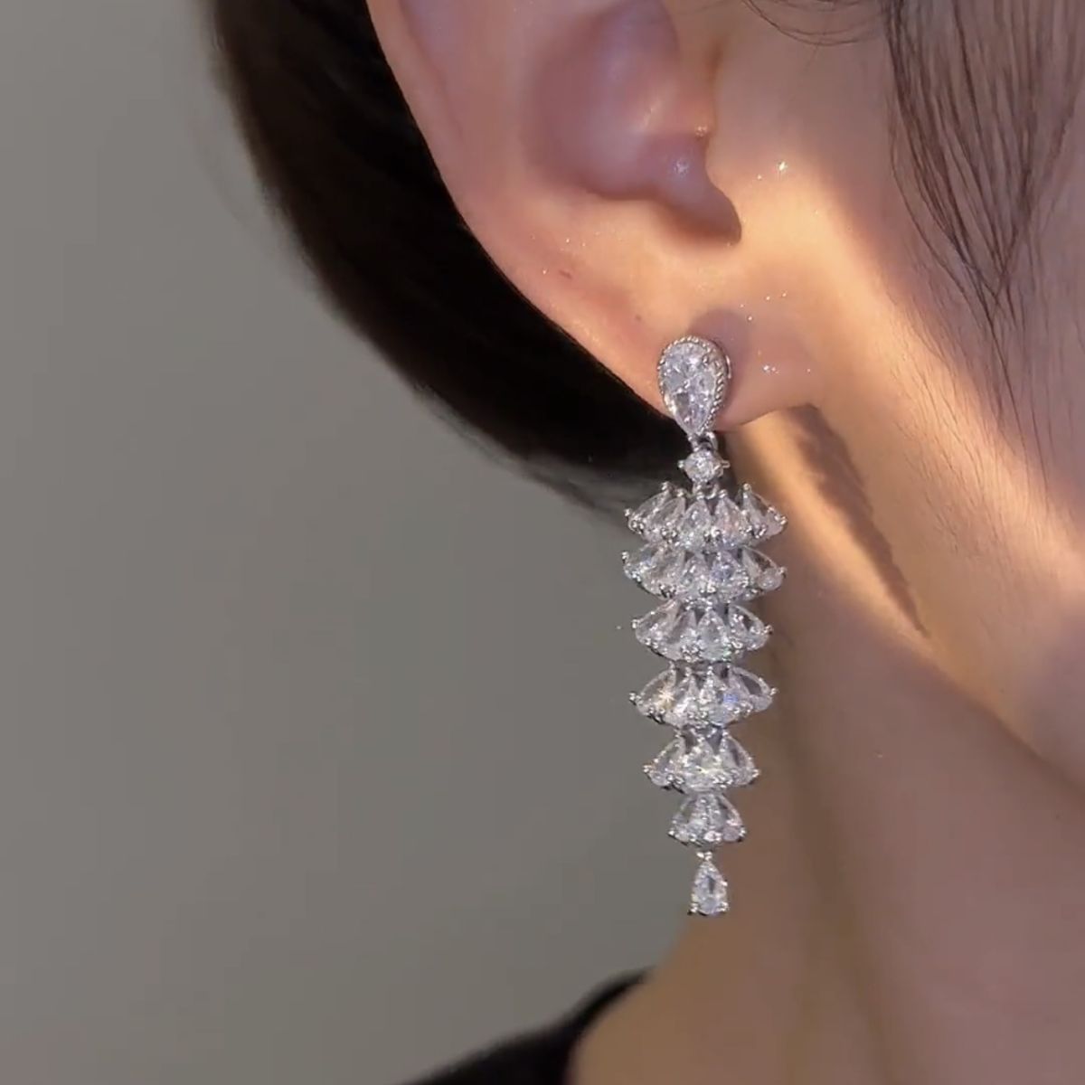 Sparkling Zircon Christmas Tree Drop Earrings For Women Trendy Xmas Tree Plant Dangle Earrings New Year Festival Party Jewelry / Accessories