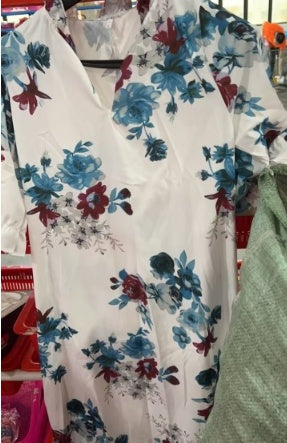 Women's Printed Medium Sleeve Long Dress Women's Garments Apparel / Clothing